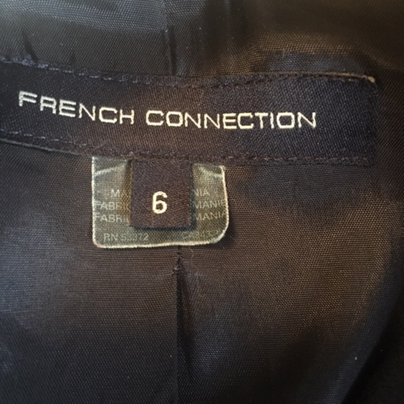 French Connection  Navy  Ruffle Peacoat  Sz 6 - Picture 7 of 8